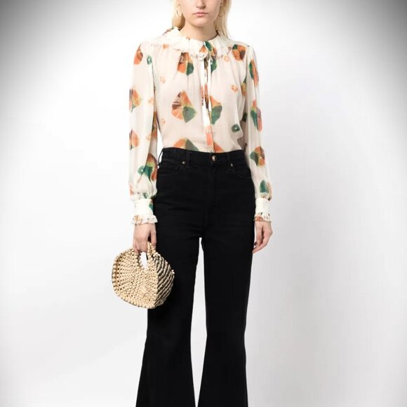 ULLA JOHNSON Pippa Aurora Genuine 100% Silk Blouse Size 10 - Picture 3 of 9